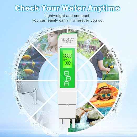 New 4 in 1 TDS Meter - TDS EC & Temperature(°C,°F) Meter,Accurate & Reliable Digital Water Testing Kits for Drinking Water, Tap, Well, Swimming Pool,Hydroponics, Aquarium, RO/DI System (Green)