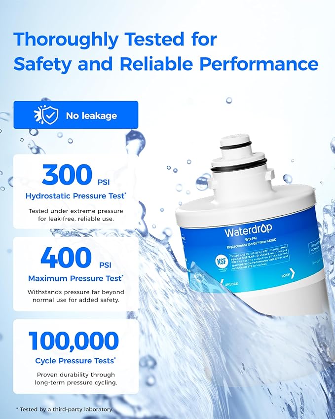 Waterdrop MXRC Replacement for GE® MXRC, FXRC, FXRT, HXRC, 9905, 46-9905 & 1E1013 Refrigerator Water Filter, 1 Pack