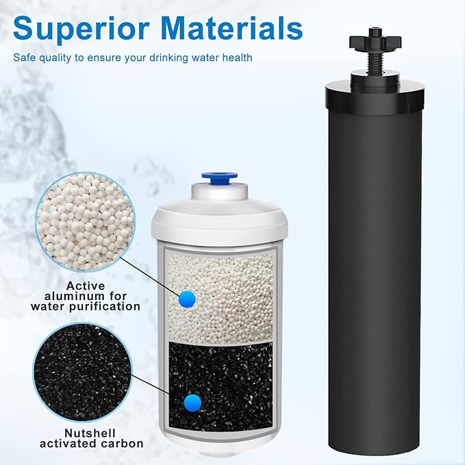 Water Filter Replacement for Berkey - 4 Black and 4 Fluoride Filters for Water Filtration System