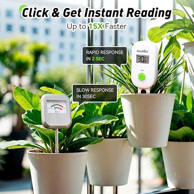 RAINPOINT Smart Digital Wireless Plant Moisture Meter Houseplant Indoor,WiFi Hub Needed,Capacitive Probe,Leave-in Soil Hygrometer Sensor,Real-time Monitor Humidity Tester Outdoor Gardening - AquaVibe