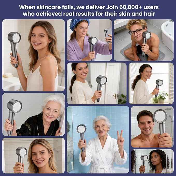 Ion Drops Filtered Shower Head with Handheld, High Pressure Shower Heads with 3 Spray, Showerhead with Filters Hand held for Hard Water, Remove Chlorine, Reduces Dry Itchy Skin