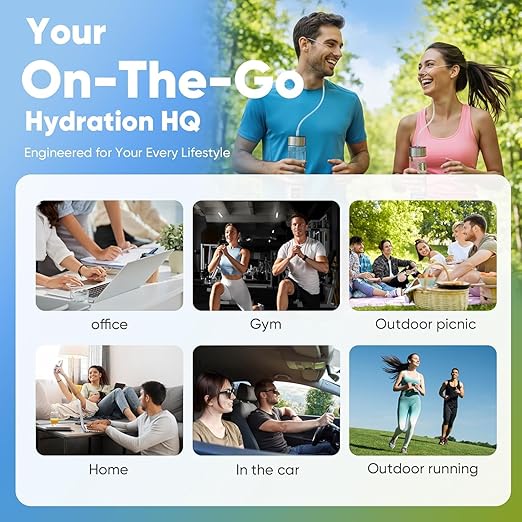 Hydrogen Water Bottle Generator, Up to 6000 PPB SPE-PEM – 460ml Borosilicate Glass, Leak-Proof, LED Display, USB Rechargeable, with Inhalation Tube – Portable Hydro Water Maker for Home, Gym & Travel
