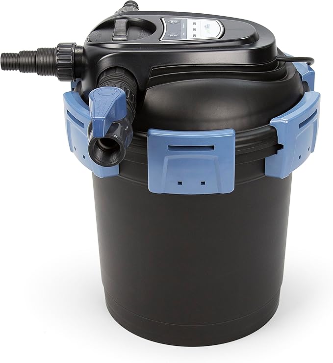 Aquascape 95053 UltraKlean 2000 Gallon Biological Pressure Filter with 14 Watt UV Clarifier Sterilizer for Pond Water Feature, 2,700 GPH Black