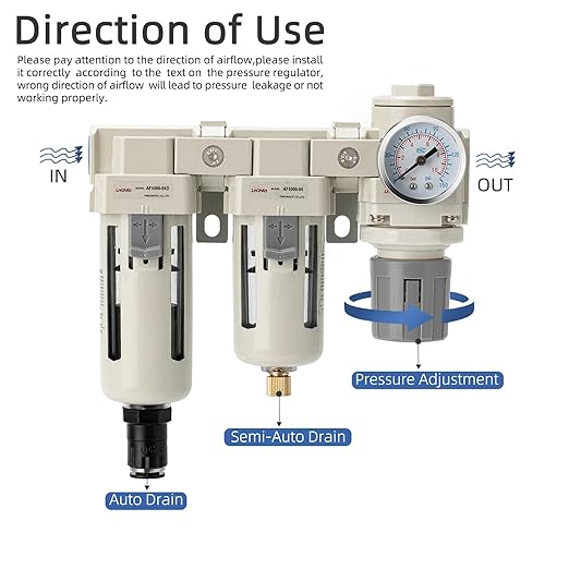 Air Filter Dryer 1/2 NPT Manual-Automatic Integrated-Double Air Filters,Air Pressure Regulator,Air Compressor Water Separator(0-150PSI) - AquaVibe