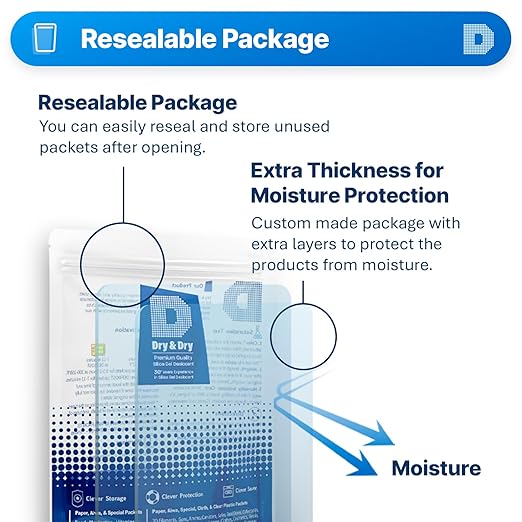 Dry & Dry 300 Gram [1 Packet] Silica Gel Packets, Desiccant Packs, Silica Gel - Rechargeable Silica Packets, Moisture Absorbers, Silica Gel Packs