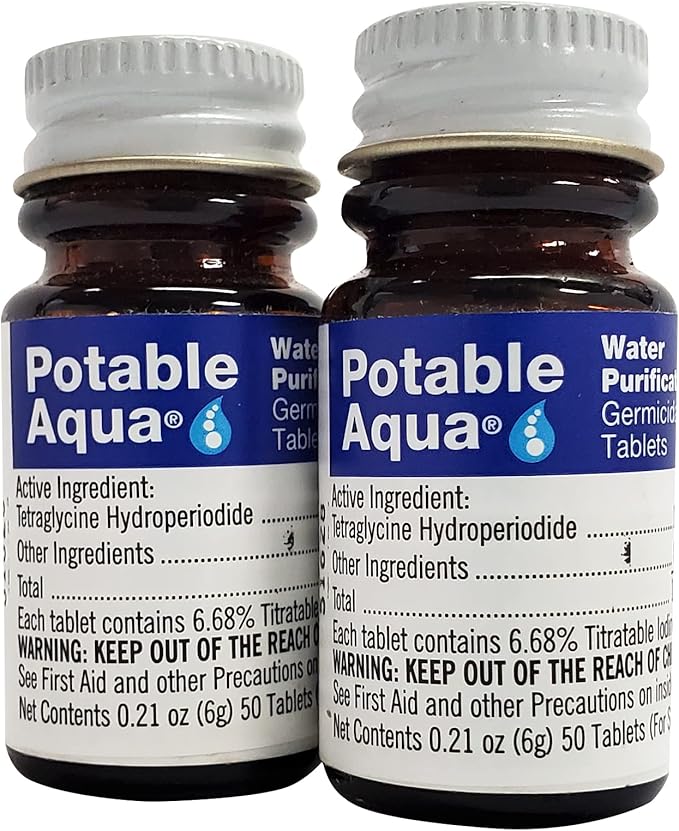 Etekcity 2 Pack LED Camping Lantern Flashlights and Potable Aqua 2 Pack 50 Count Water Purification Tablets for Camping and Emergency Preparedness
