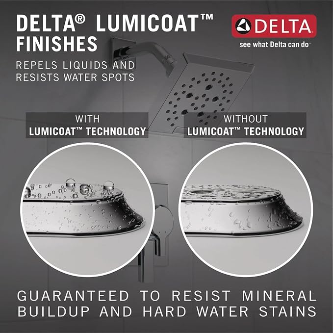 Delta 5-Setting In2ition 2-in-1 Dual Shower Head with HandHeld Spray, Chrome Detachable Shower Head with Hose, Showerhead, 2.5 GPM Flow Rate, Lumicoat Chrome 58569-PR25-PK