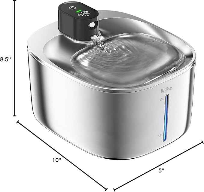 Cat Water Fountain Stainless Steel, 138fl.oz / 4.1L Wireless Cat Fountain, Pet Water Dispenser Cordless for Cats & Dogs Indoor