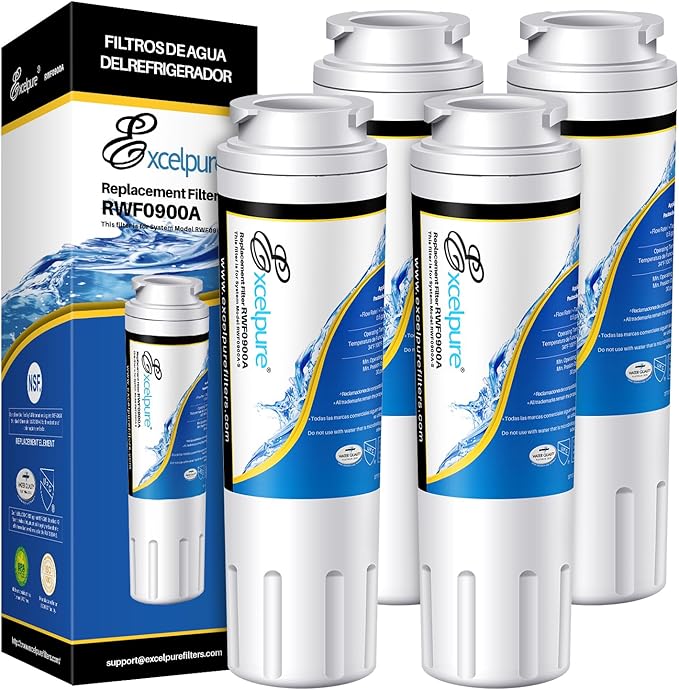 UKF8001 Replacement for Whirlpool FILTER 4, EDR4RXD1, 4396395, WRX735SDBM00, RWF0900A, EFF-6007A, MFI2568AES, MFI2569VEM, RFC0900A, WF295, PURICLEAN II, Refrigerator Water Filter, 4PACK - AquaVibe