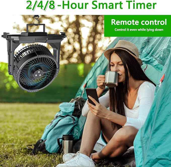 GHORA Portable Misting Fan with 9L Water Tank & 20000mAh Battery, Remote Control, 4 Speed Levels, 4 Misting Modes, RGB LED Lights - Indoor/Outdoor Cooling Fan for Camping, Patios, Garden, Travel
