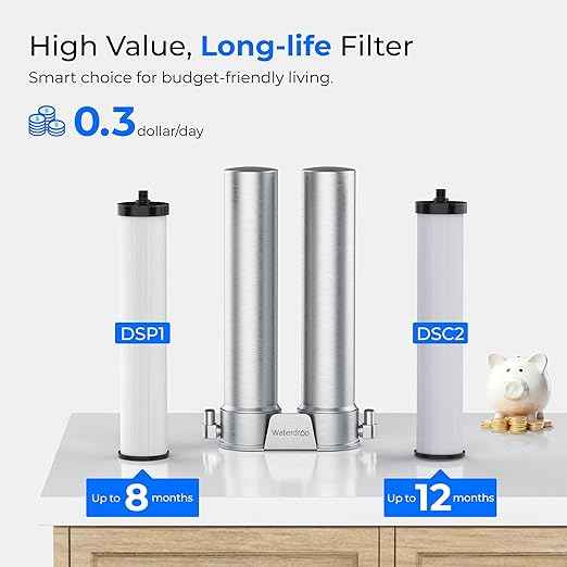 Waterdrop DST Under Sink Water Filter System, Under Sink Water Filtration System, NSF Certified Elements, Reduce Chlorine, PFOA/PFOS, Bad Taste & Odor, Silver Ions Enhanced Filtration, Stainless Steel - AquaVibe