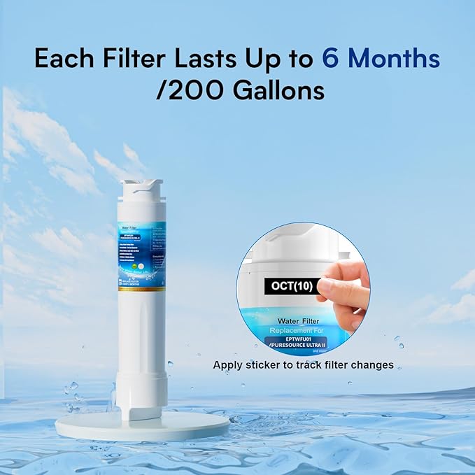Water Filter Replacement, Compatible with EPTWFU01 and Pure Source Ultra II, EWF02, EPTWFU01C, 4562222, 012505454226, 807946701 – Advanced Filtration Technology, Long Life Span 1 Pack - AquaVibe