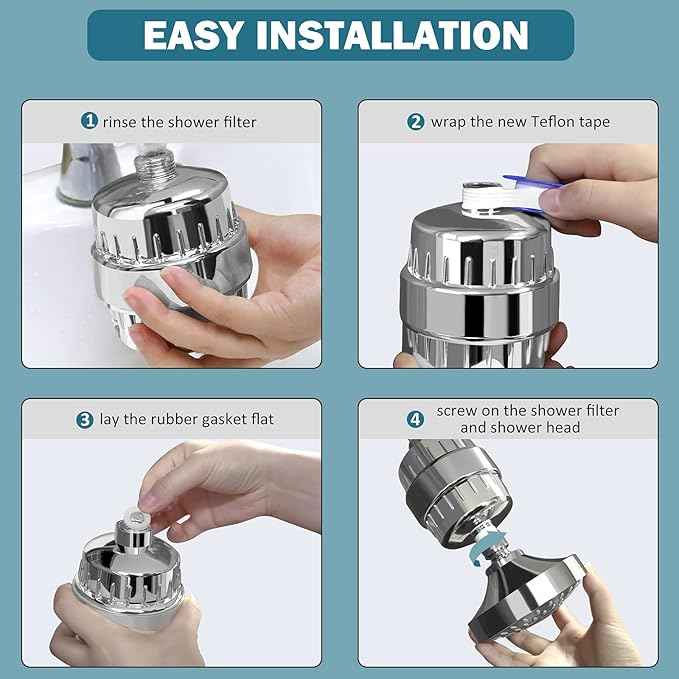 FEELSO 18 Stage Shower Filter, Upgraded High Output Universal Shower Head Water Softener Filter for Hard Water Remove Chlorine Fluoride Heavy Metals Sediments Impurities