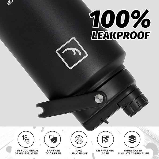 NATURE PIONEOR 1 Gallon Insulated Water Bottle - Double Vacuum Stainless Steel 128 oz Water Bottle with Holder/Carrier, Wide Mouth 1 gallon Water Jug for Outdoor Sports, Hiking, Camping, Gym