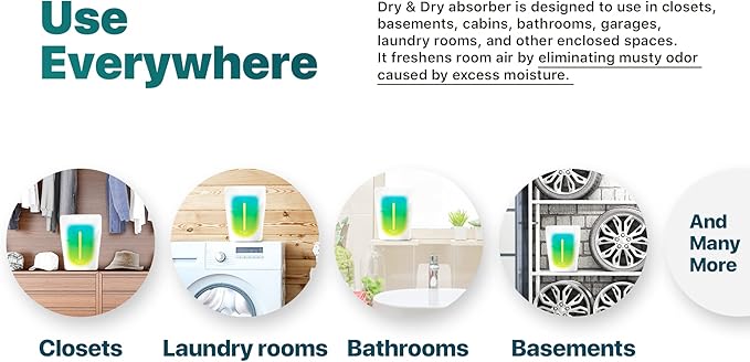 Dry & Dry [32 Packs Standing Moisture Absorbers to Control Excess Moisture for Basement, Closets, Bathrooms, Laundry Rooms - Moisture Absorbers Moisture Absorber - AquaVibe