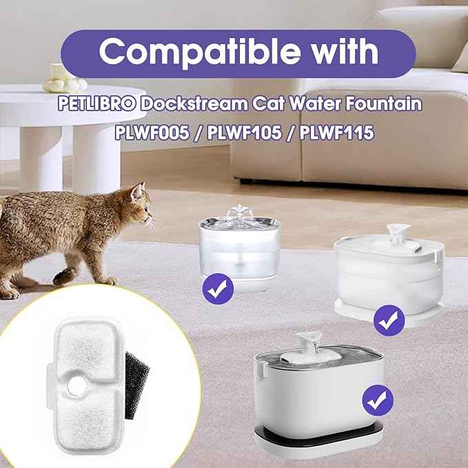 16 Cat Water Fountain Filter, Cat Water Fountain Filters Replacement for Petlibro Compatible with PLWF105, PLWF115, PLWF005 (16)