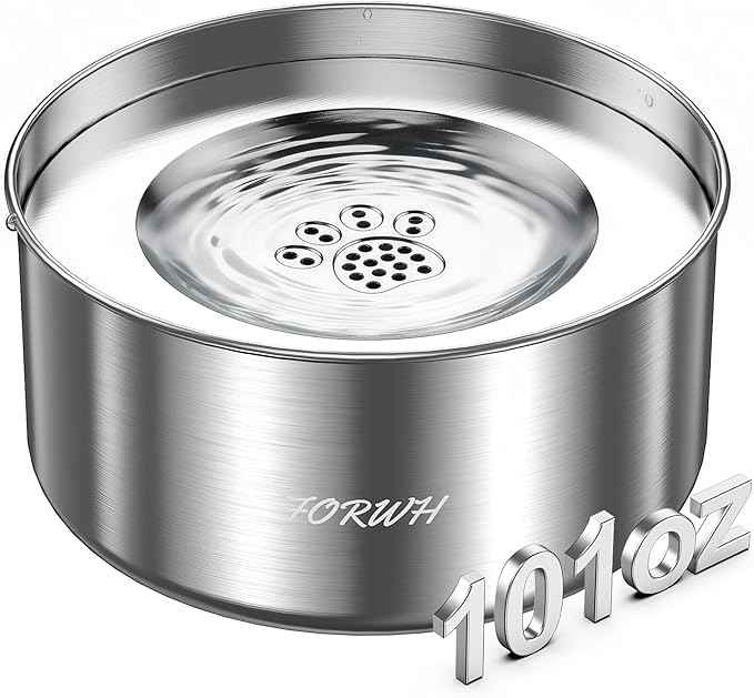 Stainless Steel Dog Water Bowl No Spill, 101oz/3L Large Capacity Pet Water Dispenser with Floating Disk, Non-Slip Slow Drink Feeder for Cat, Anti-Gulping & Splash Proof for Travel, Car & Home