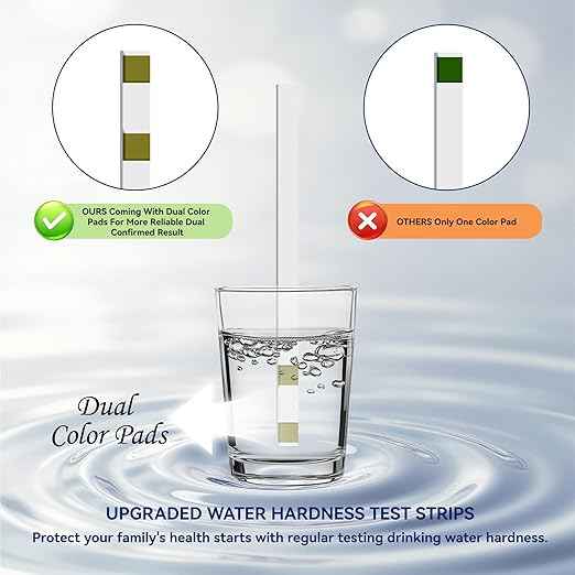 Water Hardness Test 200 Strips Kit for Home Drinking Water and Pool Spa, Water Softener Hard Water Testing Strips, Tap Well Tester Kit for Calcium & Magnesium (0-425 ppm) with Sample Tube