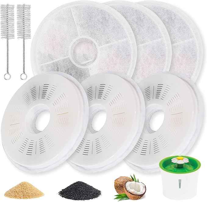 6-Pack Cat Water Fountain Filter Replacement Compatible with Catit 3L–Triple Filtration with Activated Carbon & Ion Exchange Resin for Soft Water Urinary Health Support
