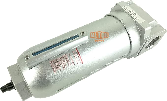 1" NPT SUPER DUTY Industrial Grade Particulate Filter/Water Trap For Air Compressor Compressed Air Lines, 5u With Metal Bowl (AUTO DRAIN) - AquaVibe