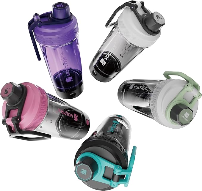 VOLTRX Shaker Bottle, Gallium USB C Rechargeable Electric Protein Shake Mixer, Shaker Cups for Protein Shakes and Meal Replacement Shakes, BPA Free, Made with Tritan, Steel Teal, 24oz