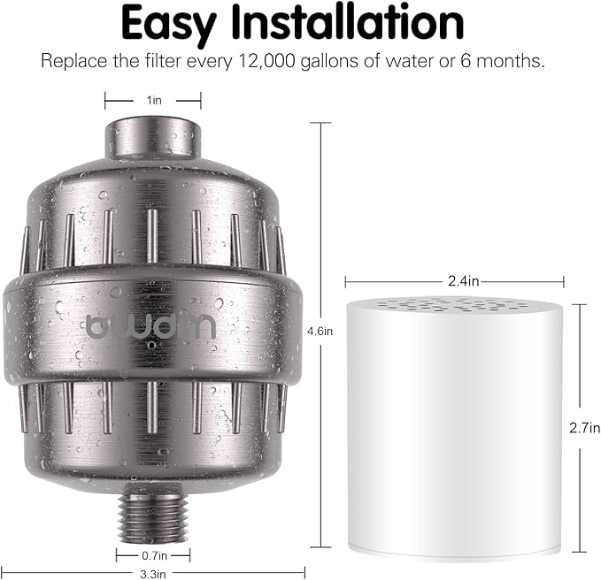15 Stage Shower Filter Shower Head Filter - Hard Water Filter,Remove Chlorine Heavy Metals and Other Sediments, Vitamin C Water Softener Reduces Dry Itchy Skin,Dandruff