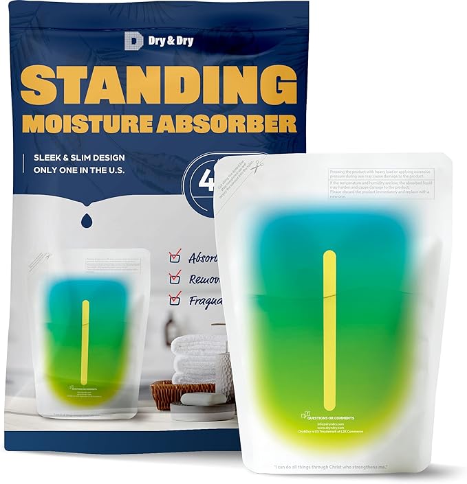 Dry & Dry [4 Packs Standing Moisture Absorbers to Control Excess Moisture for Basement, Closets, Bathrooms, Laundry Rooms - Moisture Absorbers Moisture Absorber - AquaVibe