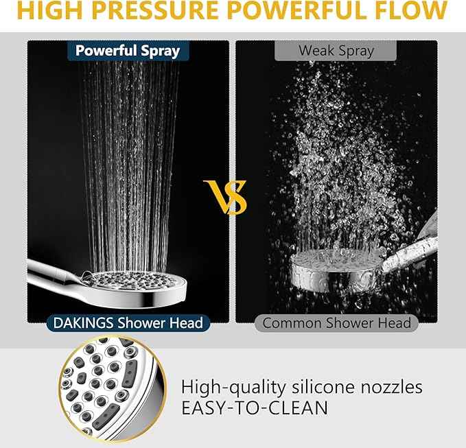 6 Spray Modes Filtered Handheld Showerhead Set, Huge 6-Inch High Pressure Shower Head with Handheld Spray, Chrome Water Softener Shower Head for Hard Water, Built-in Power Wash to Clean Tub