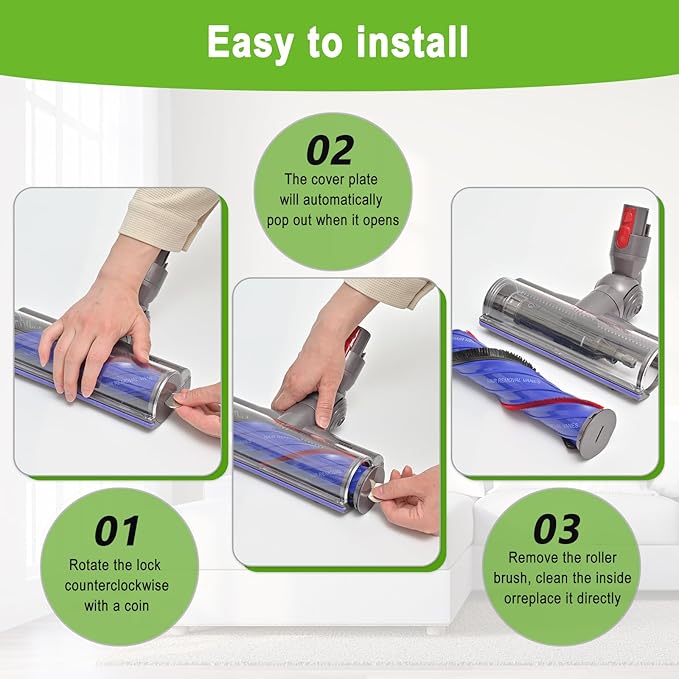Quick-Release Replacement Vacuum Head for Dyson V7,V8, Cyclone V10,V11,V15 Cordless Vacuum Cleaner, Upgrade Anti-Tangle Replacement Vacuum Head, Quick Release Motor-Head Brush Roller