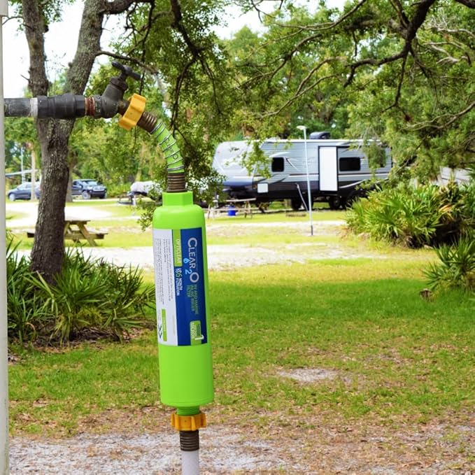 CLEAR2O® RV AND MARINE INLINE WATER FILTER - Ideal for RV and Marine Use, Reduces Odors, Bad Taste, Chlorine with One Micron Solid Carbon Block, (Green) - CRV2006