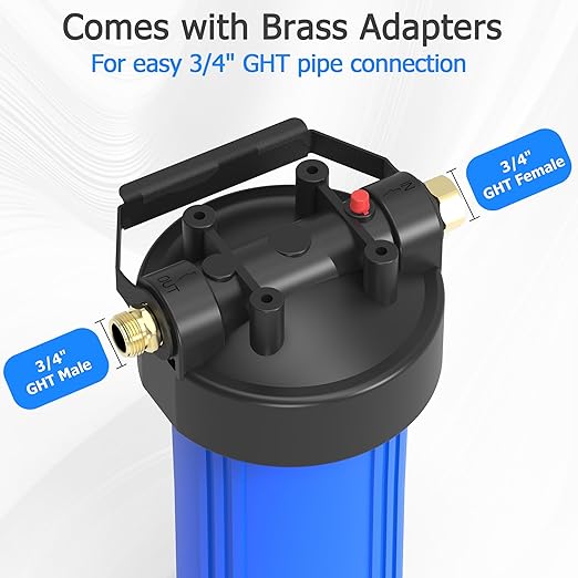 HHB10 RV Water Filter System with 0.2 Micron 2-in-1 Composite Filter, Removes Sediments, Chlorine, VOCs, Heavy Metals, Bad Taste & Odor, Ideal for RVs, Campers, Travel Trailers and Boats