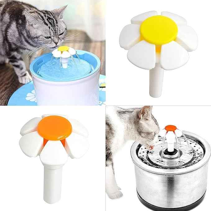 4 Pcs Pet Water Fountain Nozzle Replacement Yellow Flower for Head Cat Fountains for Cat Fountain Automatic Drinking Water Dispenser pet Water Fountain Attachment for Cats, Dogs, Multiple Pets