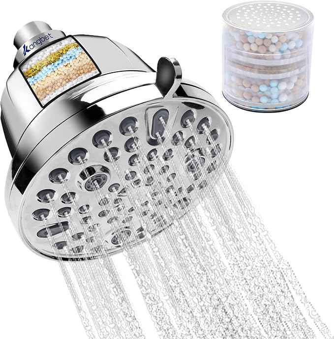 Filtered Shower Head - Water Softener Shower Head with Filter - Shower Filter for Hard Water Removes Chlorine and Harmful Substances for Healthier Hair Skin-Chrome