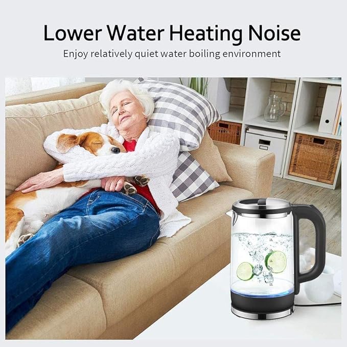 Kettles 1.8L Glass Electric Kettle,1800W Eco Water Kettle With Illuminated Led Heating (Color : White) Present (Black)
