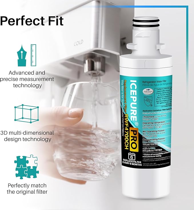 ICEPURE PRO ADQ747935 NSF/ANSI 401NSF/ANSI 42 Certified Replacement LT1000P, Kenmore Elite 9980, ADQ74793501, LT1000PC LSFXC2496D ADQ74793502 LFXC24796S Refrigerator Water and LT120F Air Filter 2Combo