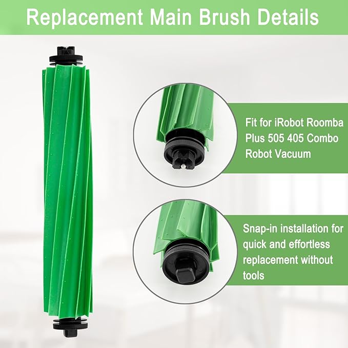 Replacement Parts Accessories Kit for iRobot Roomba Plus 505 Combo 405 Combo Robot Vacuum Cleaner, 2 Roller Brush, 6 Mop Pads, 6 Filters, 8 Side Brush, 8 Vacuum Bags - AquaVibe