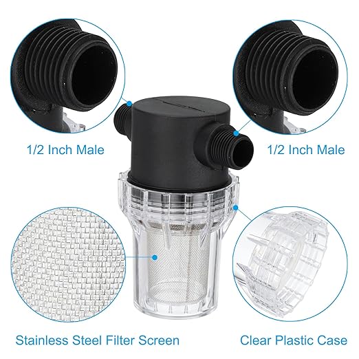 PATIKIL 1/2 Inch Male in-Line Strainer with 40 Mesh Stainless Steel Filter Screen Water Pump Filter for Garden Irrigation Pressure Washer Inlet - AquaVibe