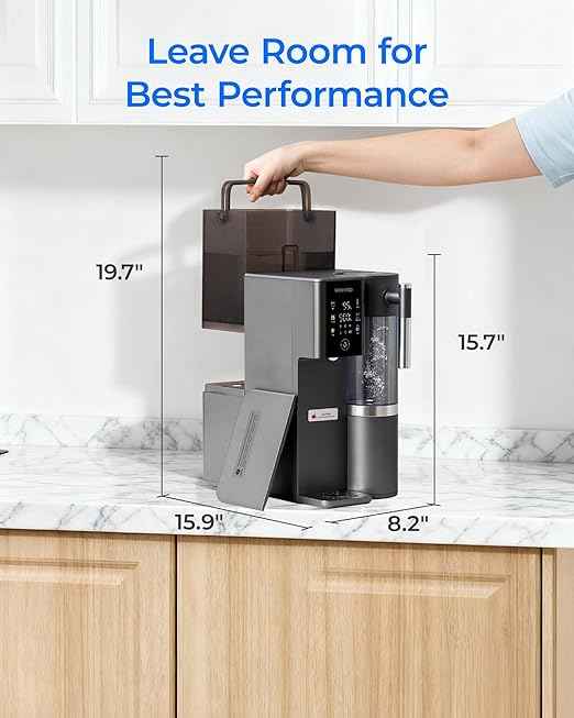 Waterdrop WD-A2 Countertop Reverse Osmosis System, Hot and Cold RO System, Portable Pure Water Tank, Bottleless Water Cooler, 6 Temperature Settings, Hot Cold Room Water, 3:1 Pure to Drain
