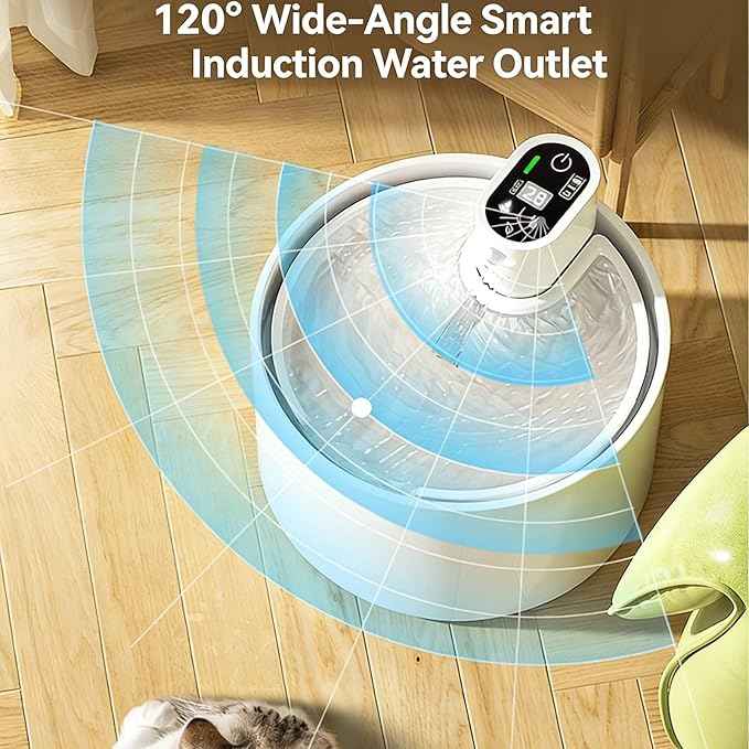 Cordless Ceramic Cat Water Fountain: 78oz/2.3L Automatic Super Silent Intelligent Sensor Cordless Pet Drinking Dispenser with 4000mAh Battery & 7 Filter Dog Water Bowl Dispenser - for Pets (White)