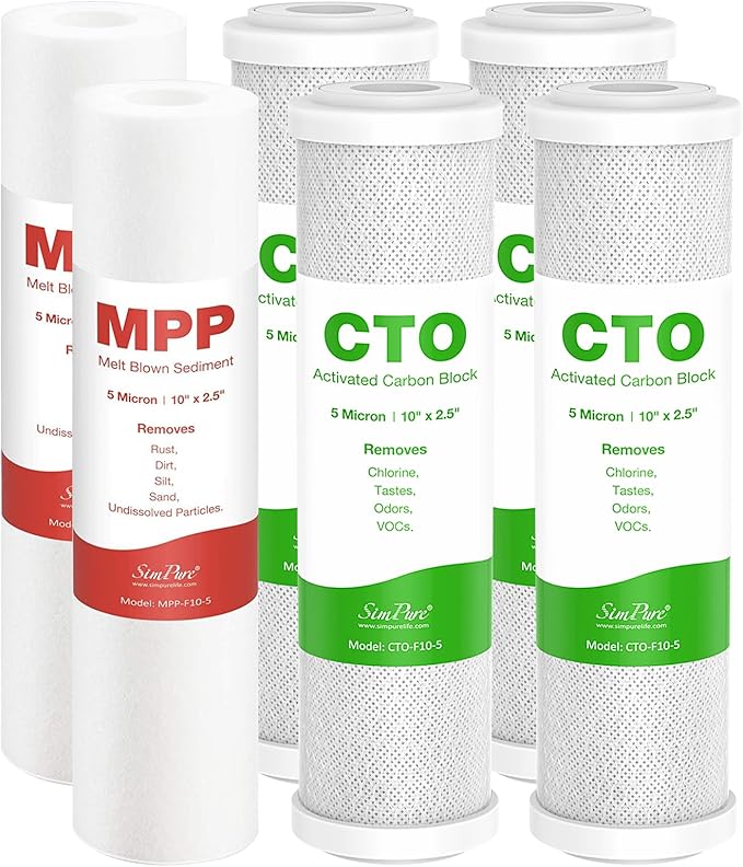 SimPure 1-3 Stage Reverse Osmosis Water Filter Replacement Set, Compatible with APEC Essence & Ultimate Series, 2 Sets Pre-Filter for ROES-50, ROES-PH75, RO-90, RO-PERM & Most 10