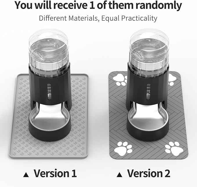 Cat Water Dispenser with Placemat and Stainless Steel Bowl, Automatic Gravity Water Dispenser for Cats or Small Medium Size Dogs, Large Capacity, Easy to Clean and Safe for Pets (4L Black)