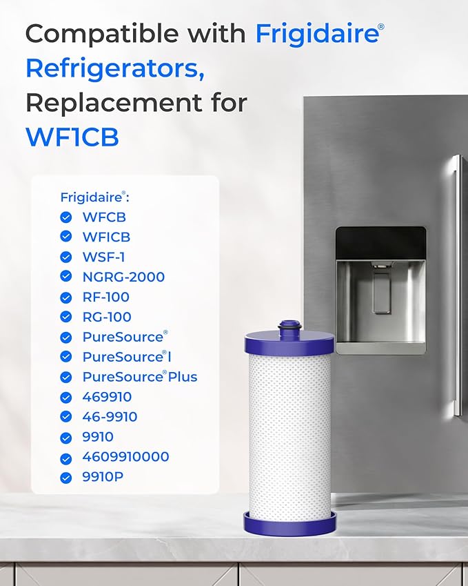 Waterdrop WF1CB Replacement for Frigidaire® PureSource WFCB®, RG100, NGRG2000, WF284, 9910, 469906, 469910 Refrigerator Water Filter, 6 Filters