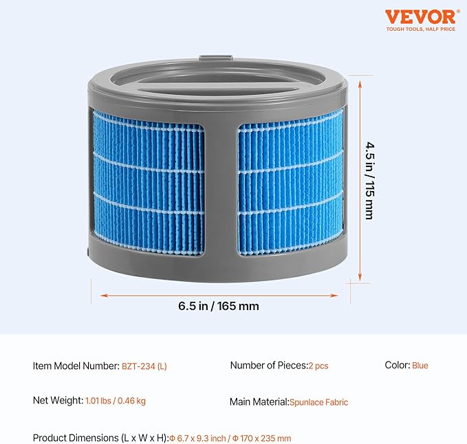 VEVOR Evaporative Humidifier Replacement Filter, 2-Pack, Compatible 10L(2.64G) Model BZT-242 Evaporative Humidifier, Easy to Install for Prolong Filter Life - AquaVibe