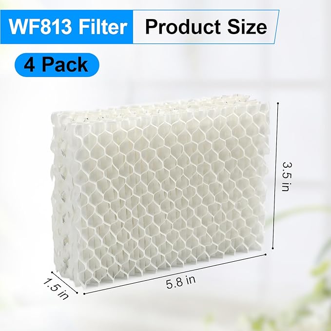 WF813 Humidifier Filter Replacement for Equate EQWF813/EQ-2119-UL, Relion RCM-832/RCM-832N, Procare PCWF813/PCCM-832N Cool Mist Humidifier Wick Filters 4 Pack