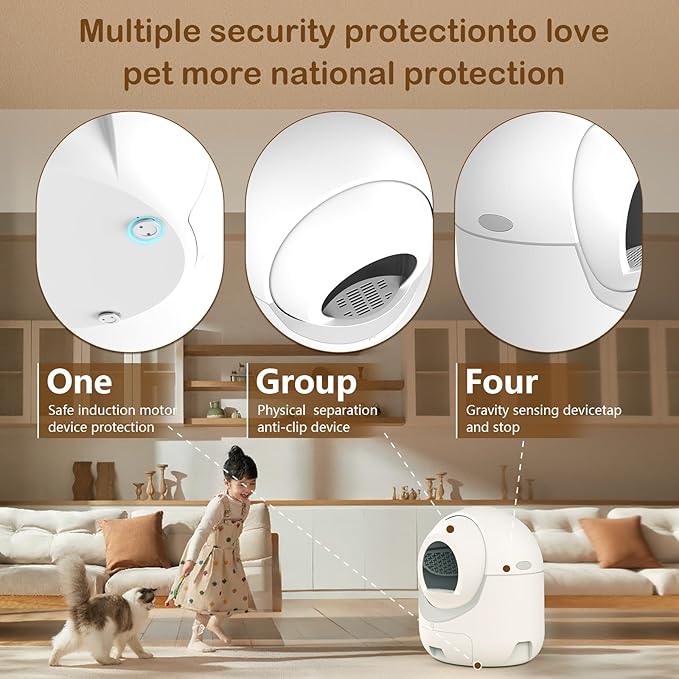 Self Cleaning Cat Litter Box with APP Control, Automatic Liiter Box for Multiple Cats, Quiet Operation, Large Space, Includes Cat Litter Box Liners - AquaVibe