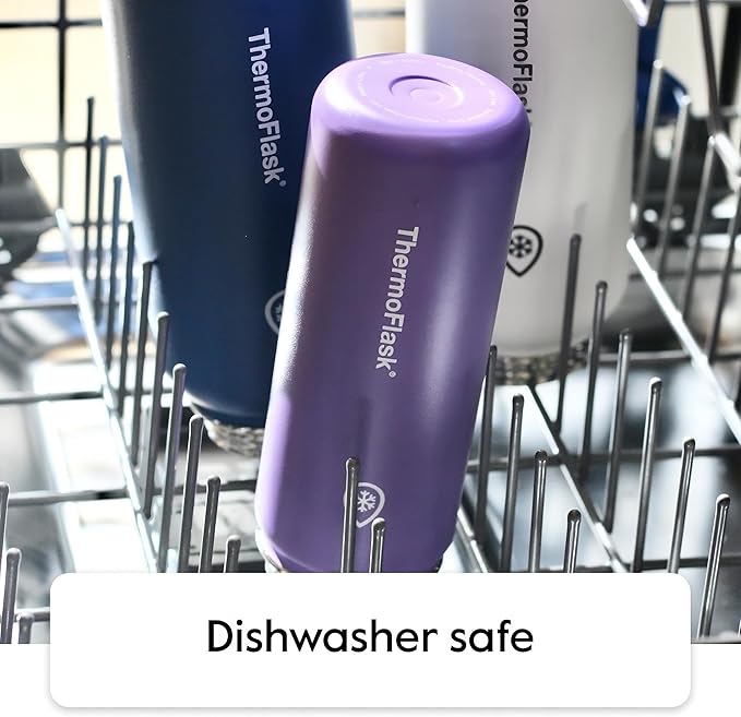 ThermoFlask Stainless Steel Water Bottles 2-Pack - Double-Wall Vacuum Insulated 24 oz BPA-Free Spout Lids - Keeps Drinks Cold 24 Hrs, Hot 12 Hrs - Leakproof, Dishwasher Safe, Black/Malachite