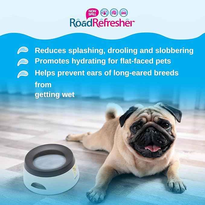 Prestige Pets Road Refresher™️ - Cat and Dog Water Bowl Dispenser - No Spill Water Bowl for Dogs and Cats - Travel Cat Bowl or Dog Bowl - Grey - Large