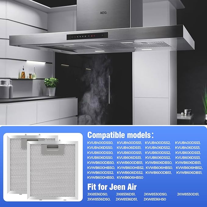 W10915369 Range Hood Filter 2 Pack - Aluminum Frame & Mesh, Universal Grease Filter (8.75"x7.5"x0.35") by oneket