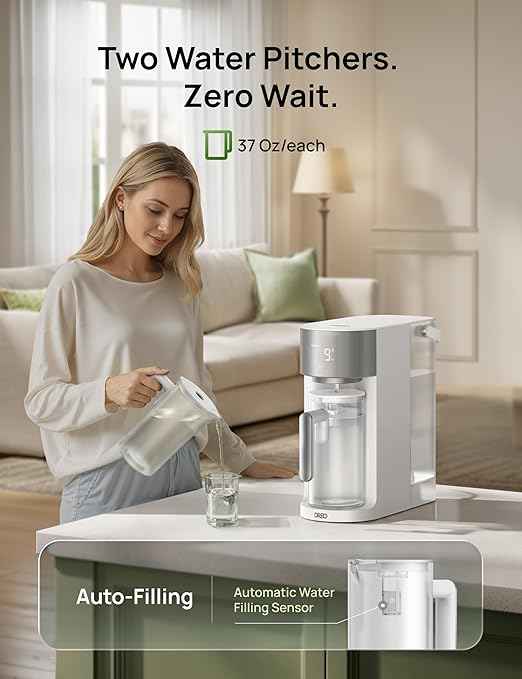 DREO Reverse Osmosis Water Filter Countertop, RO Filtration System, 3:1 Pure to Drain, TDS & Filter Life & 2 Autofill Pitchers, Install-Free, Self-Cleaning Water Purifier, RO Water Filter 113 5L
