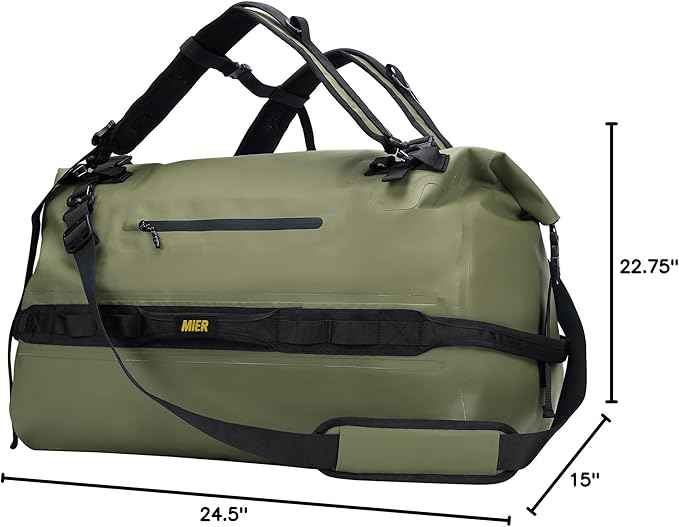 MIER Waterproof Duffel Bag Motorcycle Dry Bag Backpack Large Roll-Top Heavy Duty Dry Duffle Bags for Kayaking Camping Boating Gym Beach Cruise Ship, 60L/80L